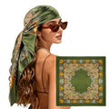 Large Square Head Scarf Bandana - 35" Satin Hair Scarf for Women Like Silk Scarf Fashion Hair Wrapping - color: Paisley(green), size: 35IN*35IN