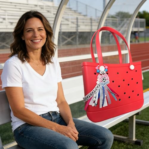 Baseball Softball Soccer Football Volleyball Sports Mom Charms for Bogg Bag Accessories Tassel Backpack Gifts - style: Soccer Mom