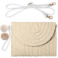 Frienda Straw Purses for Women Straw Clutch Crossbody Bag Summer Beach Shoulder Bag Woven Envelope Wallet Handbags - color: Creamy White