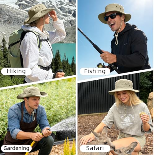 Sun Hats for Men Women Boonie Hat Foldable Fishing Hat UPF 50+ Bucket Hat for Fishing Hiking Garden Safari Beach - color: 1pack-beige