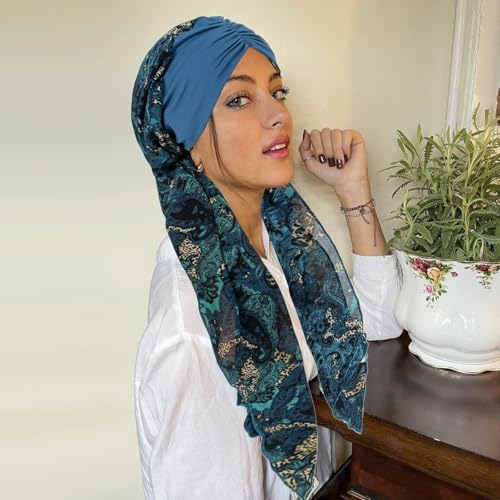 XYIYI Head Scarf for Women Chemo Patients Headwear Cancer Hair Loss Headwrap Cover Hat Turban Covering Wrap - color: Haqing