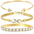 Alegend Titanium Steel (Not Rust, Resist Corruption, Easily Clean) 18K Gold Plated Single Bracelets + 14K Gold Plated Stackable Multilayer Bracelets - style: 14K Gold Heart & Infinity Symbol