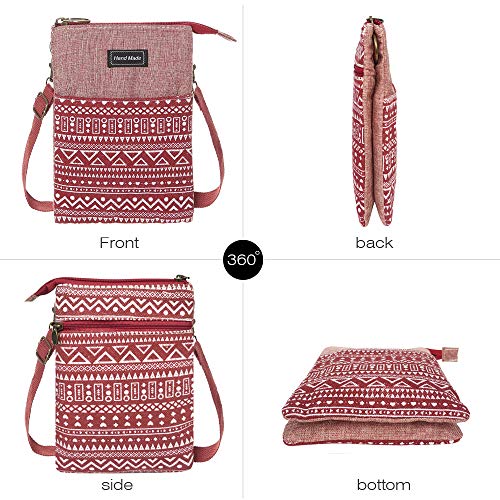 Roomy Cell Phone Purse Wallet Canvas Small Crossbody Purse Bags with Shoulder Strap For Women teen girlsl | Roomy - color: P-red