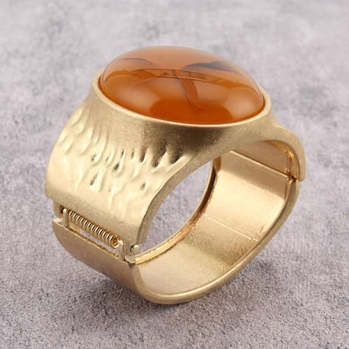 Gold Cuff Bracelet for Women Silver Beaded Bracelets Open Bangle Stackable Stretch Bead Bracelet Boho Jewelry Gifts for Wife Couple - style: Gold Chunky Bangles