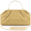 ERKOON Clutch Purse for Women Elegant Pleated Evening Bag Crossbody Shoulder Handbag Envelope Bag with 2 Detachable Chain - color: Khaki