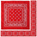 Falari 12 Pack Bandanas Multipurpose Cotton Novelty Paisley Bandana Headband for Cowboy Men Women 22 x 22 - color: Red