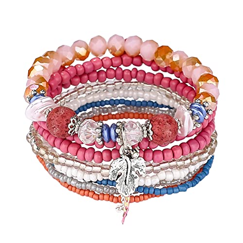 6 sets Bohemian Multilayer tassels bracelet Handmade Wrap Bracelets Bangle Jewelry Bracelets for Women - color: 6PCS-B