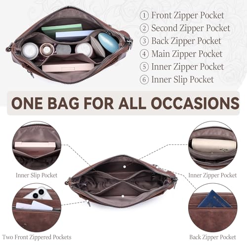 MEITRUE Wristlet Wallet Small Crossbody Bags for Women Clutch Purse Leather Phone Purse with Adjustable & Detachable Strap - color: A4-coffee-179