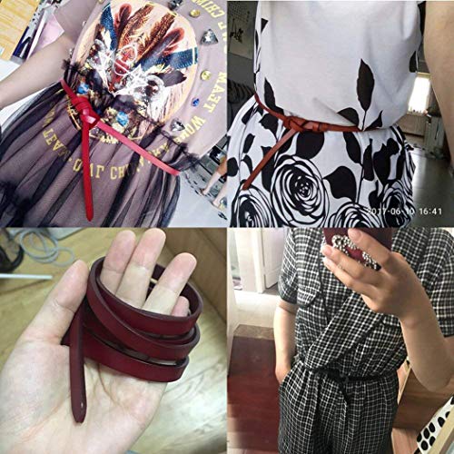 shengweiao Women's Adjustable Leather Belts Fashion Skinny Waist Strap - color: Coffee, size: Medium