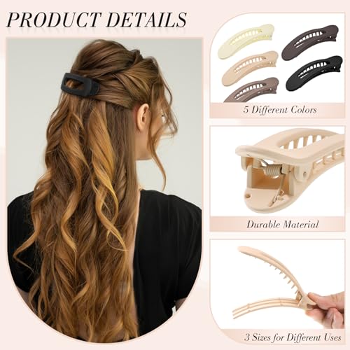 15 PCS Flat Hair Clips, Neutral Color Flat Claw Clips 3 Sizes Hair Claws for Women Girls Thin Hair Medium and Small Hair Clip, Birthday Mothers Day Gifts - color: Neutral colors