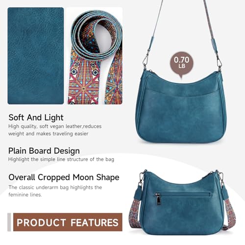 APHISON Trendy Leather Crossbody Purse with Adjustable Strap, Women's Shoulder Handbag - color: 05-peacock Bule