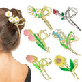 6 Pcs Flower Claw Clips for Women，Cute Hair Clips Large Strong Metal Butterfly Tulip Flower Hair Clips for Women Thick Thin Curly Hair Valentine's Day,Mother's Day,Christmas Gift..(STYLE A) - color: STYLE A