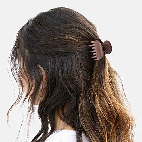 DEEKA Hair Clips Small Claw Clips for Thin Hair 6 Pack Double Row Teeth 1.6" Medium Matte Non-slip Short Hair Accessories for Women and Girls -Brown - color: Matte Neutral Colors, size: 6 Count (Pack of 1)