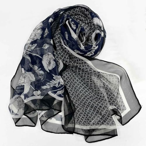 Xyueanlo Fashion Scarves for Women Lightweight Elegant Scarf Sunscreen Wraps Shawls - color: Orchid Navy Blue