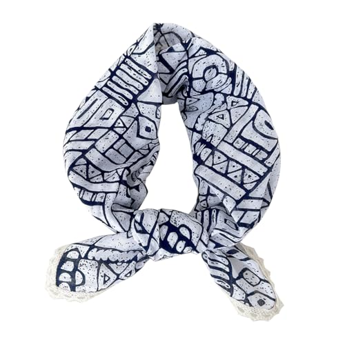Soft Cotton Like Lace Bandana Headband, Head Wrap, Protective Coverage, Hair Neck Scarf for Women 24 x 24 inch - color: Cas006 - Geometric W