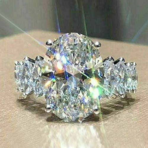 Cuteshop Elegant Huge Zircon Wedding Ring 18k Platinum Plated Shiny Cubic Zirconia Crystal Diamond Wedding Jewelry for Women (8) - size: 8
