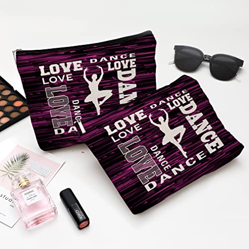 Cute Makeup Bag for Purse Canvas Waterproof Funny Cosmetic Bags for Women Zipper Travel Toiletry Pouch-Dance Makeup Bags - color: Dance Makeup Bags