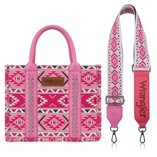 Wrangler Aztec Tote Bag for Women Boho Shoulder Purses and Handbags - color: Aztec Peach Pink (Guitar Strap)