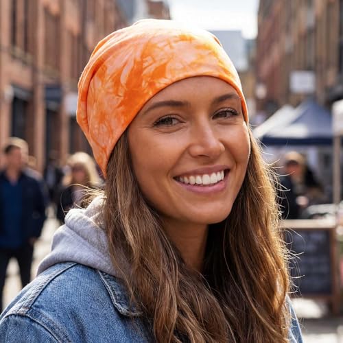 Bohend Bohemian Beanie Hats Headwear Cap Stretch Non Slip Bandanas Sleep Turbans Hats for Women Men Close top Head Covering - style: Tie Dye Style