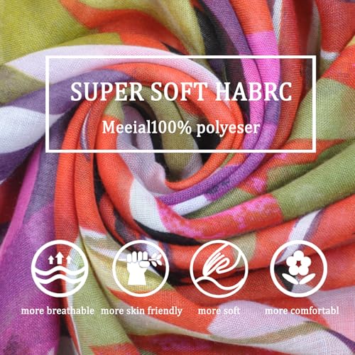 Boho Scarf for Women Lightweight Summer Scarves Fashion Shawl Wrap - color: Cr-d06