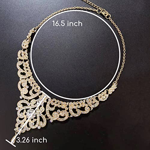 Hapibuy Crystal Wedding Jewelry Set Necklace Earring Set For Women and Brides Rose Gold and Silver Bridal Statement Jewelry sets - color: gold