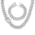 HIPBLING Miami Cuban Link Chain Bracelet Set for Men Rhinestone 2 Pcs Cuban Necklace Bracelet Silver Plated 20mm Iced Out Cuban Chain for Men Women Jewelry Set Gift - style: 18 inch