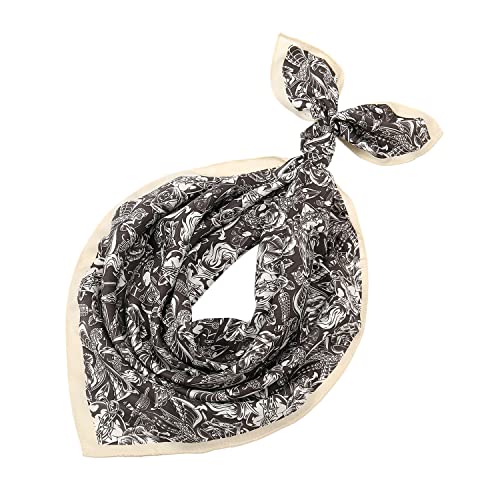 RIIQIICHY Women Head Hair Scarf Like Satin Silk Scarf Sleeping Hair Wrapping Night 27.5" - color: Black/White/Grey