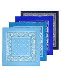Bycc Bynn Large 27" x 27" 100% Cotton Bandanas - Set of 4 - color: Light Blue+lake Blue+royal Blue+navy