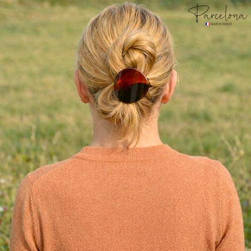Parcelona France Onde Celluloid Tortoise Shell Side Slidein Secure Grip Hair Updo Hinge Duck Hair Claw - 2 3/4 Inch