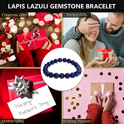 ANAYA AGATE Healing Crystal Bracelet for Women and Men – 8mm Round Beaded Bracelet for Men and Women – Unisex Stretchy Gemstone Bracelet for Healing and Protection - color: Lapis Lazuli