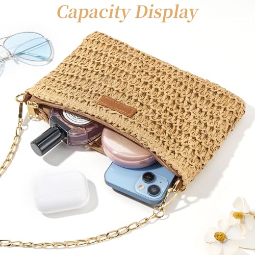 Small Straw Purse for Women Summer Clutch Purses Beach Woven Envelope Bag Raffia Shoulder,Straw Crossbody Bag boho - color: Square Brown