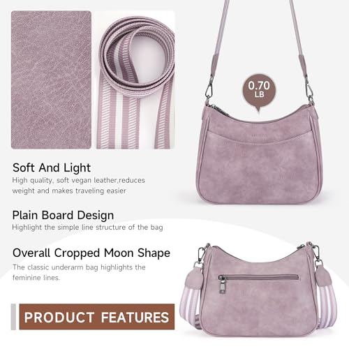 APHISON Trendy Leather Crossbody Purse with Adjustable Strap, Women's Shoulder Handbag - color: 04-purple