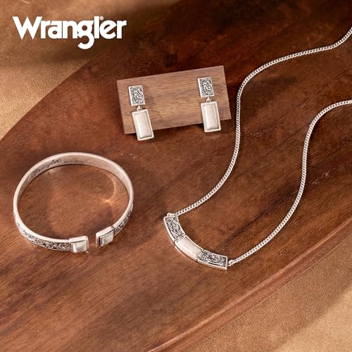 Montana West Wrangler Cuff Bracelet for Women Western Turquoise Adjustable Open Bangle Silver Plated Carved Floral Cowgirl Country Jewelry - color: 3pcs-White Turquoise