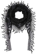 Cindy & Wendy Floral Embroidered Lace Triangle Scarf for Women - color: Black