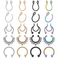 D.Bella Fake Septum Piercing Faux Nose Rings Hoop Stainless Steel Faux Lip Ear Nose Septum Ring Non Piercing Clip On Nose Hoop Rings Body Piercing Jewelry - style: Style E