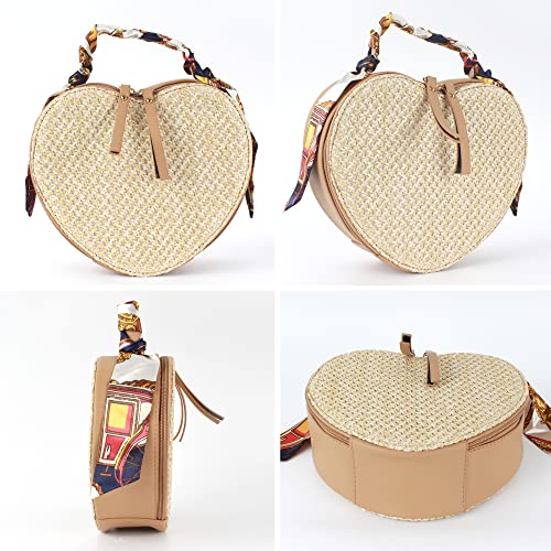 Goclothod Women Crochet Fringed Shoulder Bag Cotton Tassel Crossbody Bag Hippie Beach Purse - color: W-heart Shape