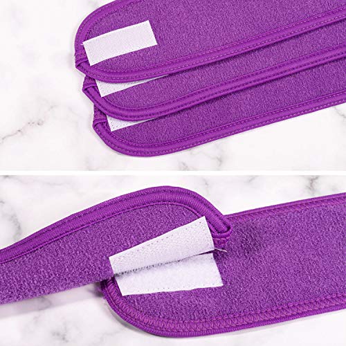 Whaline Spa Facial Headband 4 Packs Head Wrap Terry Cloth Headband Adjustable Stretch Towel for Bath, Makeup and Sport (Purple) - color: Purple