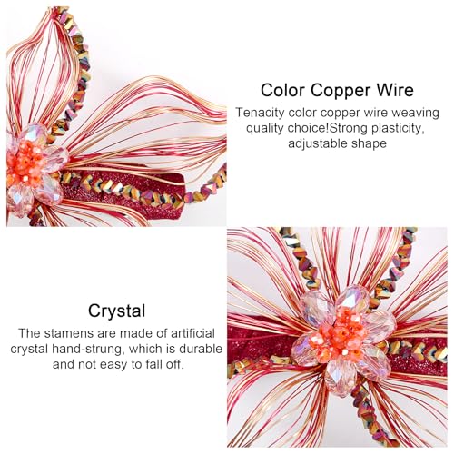 Mistofu DIY Copper Wire Metal Hand-woven High-level design Barrettes Elegant Hair Accessories, Gifts for Women Girls (red-a) - color: red-a
