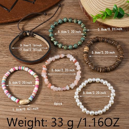 Long tiantian Western Turquoise Beaded Bracelet Set for Women Stackable Cowgirl Bracelets Boho Concho Jewelry Country Concert Rodeo Outfit Accessories Gifts - color: E3:western wooden dress
