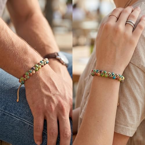 Sriomu 7 Chakra Bracelets for Women Handmade Natural Jasper Stone Healing Bead Bracelet Women Men Boho Friendship Inspirational Jewelry Natural Jasper Stone Double Layer Healing Bead Jewelry Gifts - color: A-Colorful（HB)