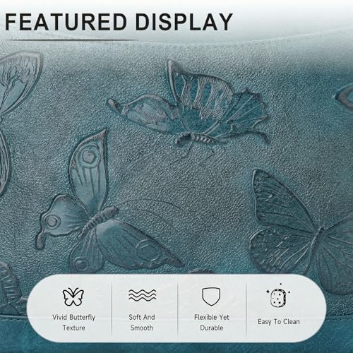 KITEVIUN Crossbody Bags for Women Trendy, Vegan Leather Medium Butterfly Hobo Purse, Women's Shoulder Handbags - color: Peacock Blue