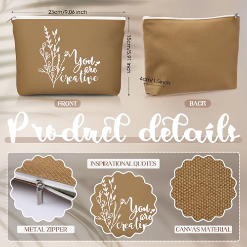 Vercraft 40 Pcs Employee Appreciation Gifts Bulk for Women Inspirational Canvas Makeup Bags Portable Compact Mirror Bulk Cosmetic Bag Thank You Return Gifts for Women Coworker (Bohemian,Boho) - color: Boho, size: Bohemian