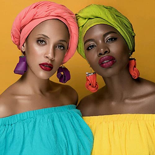 HOMELEX Head Wraps Turbans Stretch Jersey Knit Headwraps Wrap Turban Scarf Tie for Women - color: Gn-2