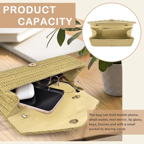 PACETAP Straw Clutch Purse for Women, Pearl Decoration Boho Crossbody Bags, Evening Clutch Purses Handbags for Wedding Party Cocktail Prom Dinner(Light brown) - color: Straw Light Brown