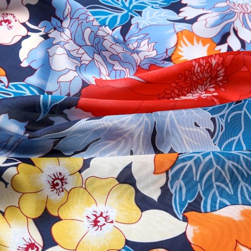 Stlvoll 27.5" Silk Neck Scarf of Women's Fashion Head Scarf Square Neck Satin Scarfs for Bag Hair Scarves Gift - color: Flower/Red/Orange/Black