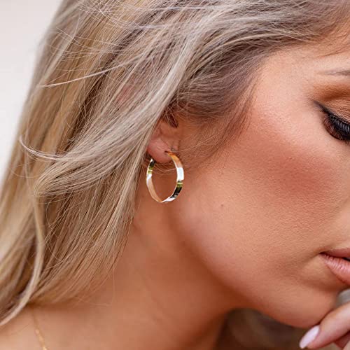 EXGOX Silver Hoop Earrings for Women - Sterling Silver & 14K Gold Plated - Hypoallergenic 925 Silver - Big Hoop Earrings (30/40/50/60/70mm) - color: 4MM Wide-Silver 30mm