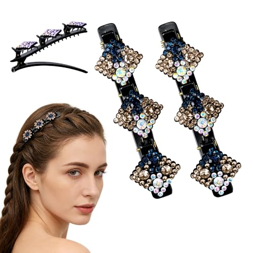 Sparkling Crystal Stone Braided Hair Clips, 2026 New Rhinestone Hair Clips Hair Braid Clips, Girls/Women Hair Accessories for Styling Sectioning (16#) - color: 16#