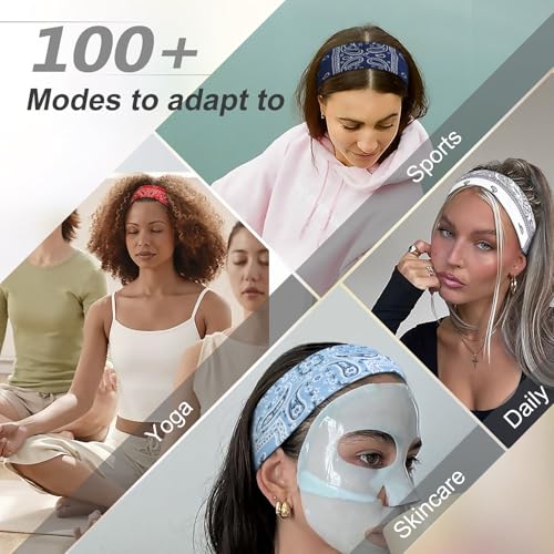 TERSE Paisely Headbands for Women Short Hair Bandana Headbands Non Slip Elastic Sweat Hairbands Soft Fabric Workout Yoga Running Sport Thin Hair Wrap for Girls - color: Headbands Color- Paisely Print Set
