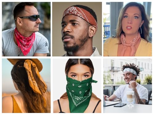 Gift Packaging Bandana for Men Women - 100% Cotton, Paisley, 22x22 In, 1 Pack - Large Bandanna Handkerchief Cowboy Hanky - color: Brown
