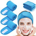Whaline 4 PCS Spa Headband, Make up Hair Band, Stretch Terry Cloth Headband for Sport Yoga Shower (Blue) - color: Blue